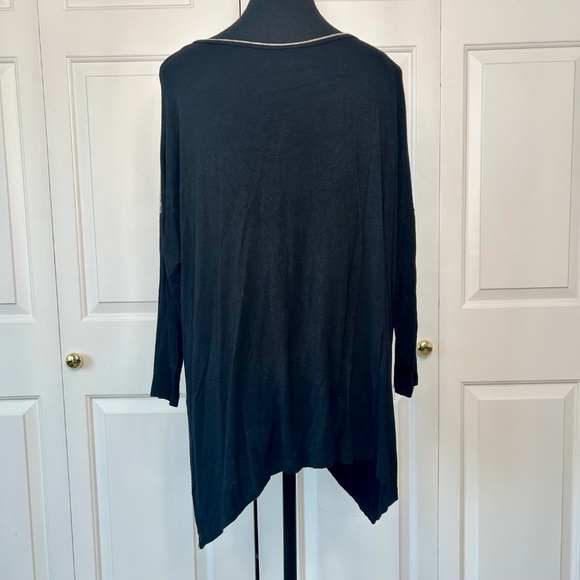 Skinny Minnie Black Long Sleeved Tunic with Purple Floral Print & Crystals Large - Picture 4 of 5